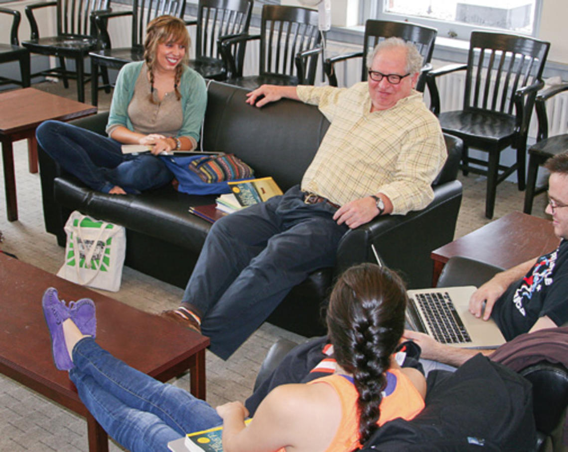 president-page.jpg Michael Cadden, chair of the Lewis Center for the Arts, meets with students in his course, “Special Topics in Performance History and Theory – Performing Australia.”