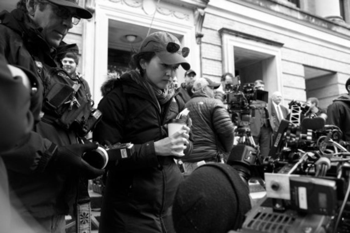 Director Mora Stephens â98 on the set of her new film, Zipper. (Hilary Bronwyn Gayle)