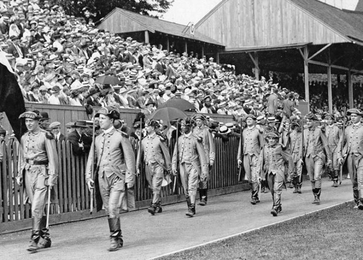 Class of 1903 marching past the grandstand 