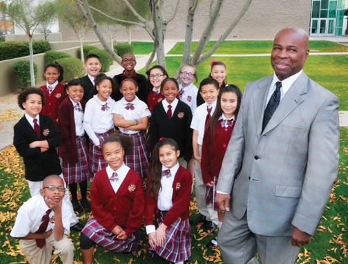 Former professional basketball player Brian Taylor ’84 inspires children at a charter school in Phoenix.
