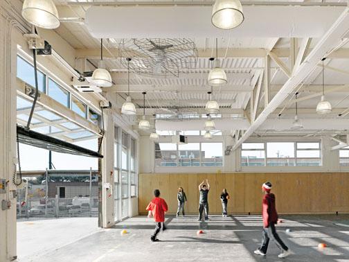 The gym in the Atrium School, designed by Maryann Thompson ’83.