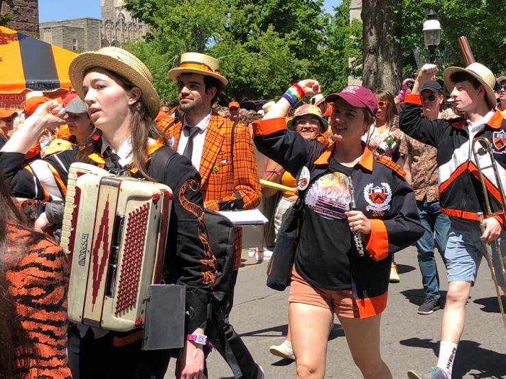 Band members march in the P-rade.