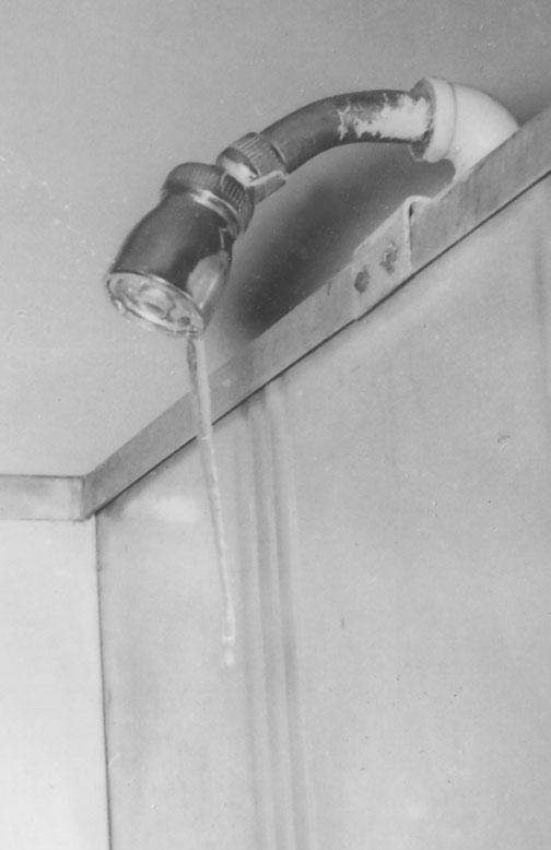 C. James Saffery ’53 and his wife, Barbara, returned from a weekend away to find an ­icicle in their shower. Saffery, a Korean War veteran, completed his junior and senior years while living at Butler. 
