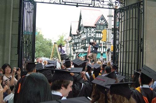 At last: leaving through FitzRandolph Gate.