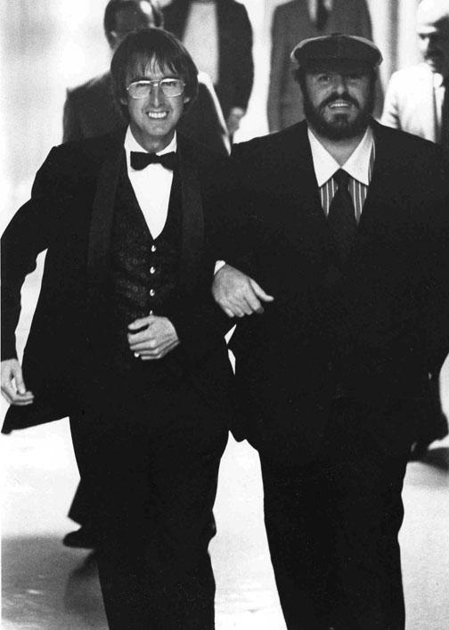 Bill Lockwood ’59, Princeton’s impresario, with tenor Luciano Pavarotti at McCarter Theatre in 1980. Lockwood began bringing performers to campus as a student.