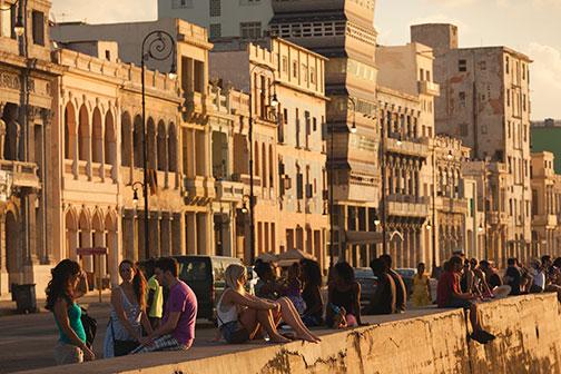 The Malecón, Havana’s seawall, is a favorite meeting place.
