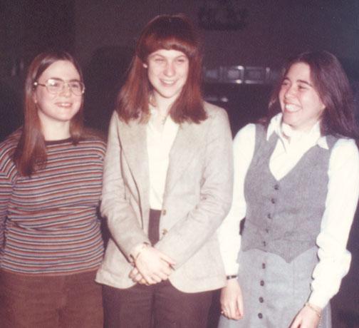 Arlene Pedovitch ’80, right, with classmates Wendy Sheehan, left, and Christine Rose Parham, in 1979.