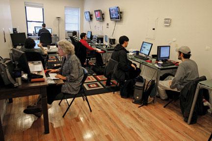 Marshall’s newsroom in New York City, photographed in February, is surprisingly quiet, save for the tapping of computer keys.