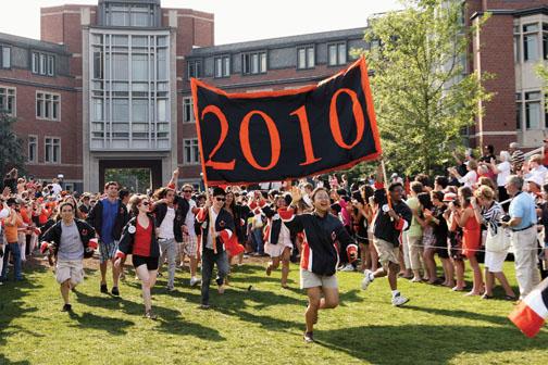 The Class of 2010 makes its debut in Princeton’s P-rade. 