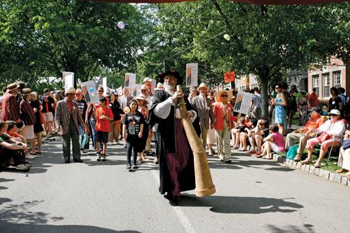 Galileo leads a large contingent of graduate alumni and their families in the P-rade.