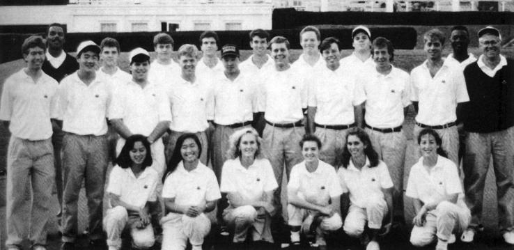The Princeton men’s and women’s golf program in 1991-92, the first year of varsity play for the Tiger women.