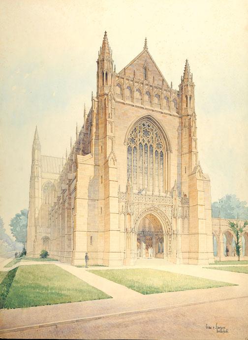 A watercolor of the University Chapel prior to its construction.