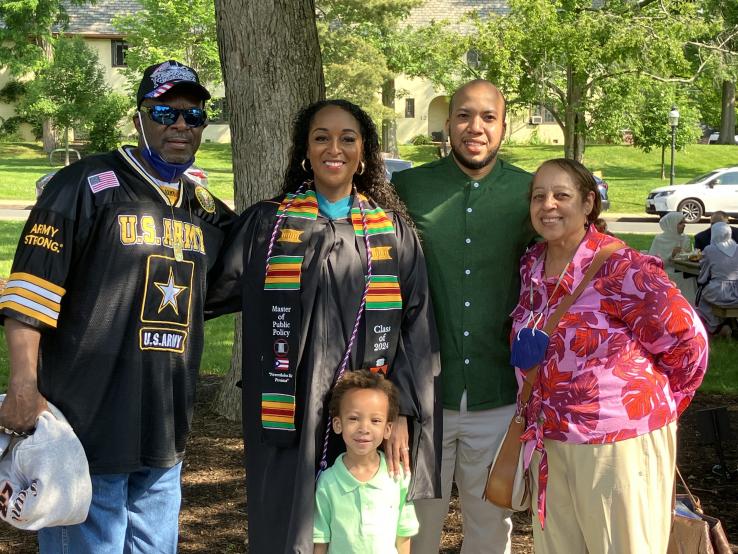 Natasha Alford *24 with her family at Commencement.