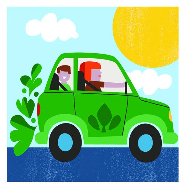 Illustration of alternative energy vehicle