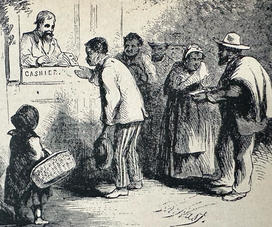 Nast celebrated President Lincoln’s Emancipation Proclamation with drawings showing the happy, productive life ahead for freedmen in the South: a premature celebration, as it turned out. [1863]