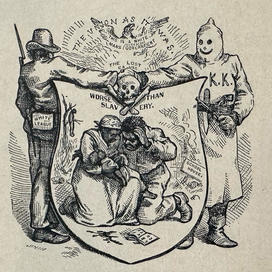 “A band of wild and desperate…men, maddened with whisky and torn by demoniac passions, is the governing power in Texas, and Alabama, Georgia, and even Kentucky,” said the 1874 issue of Harper’s Weekly in which this drawing appeared.