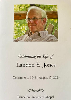 The cover of the program for Lanny Jones’s memorial at the University Chapel, with a photo of Lanny.