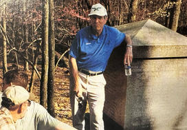 James McPherson leads a tour of Gettysburg, a regular class activity. Here, he is pictured at the 20th Maine Monument at Little Round Top.