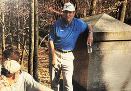 pic 2.jpg James McPherson leads a tour of Gettysburg, a regular class activity. Here, he is pictured at the 20th Maine Monument at Little Round Top.