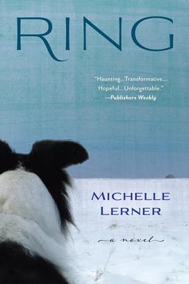 The cover of "Ring," featuring a black and white border collie facing away from the camera toward a snowy landscape.