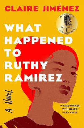 The cover of "What Happened to Ruthy Ramirez?", yellow with an illustration of a woman..