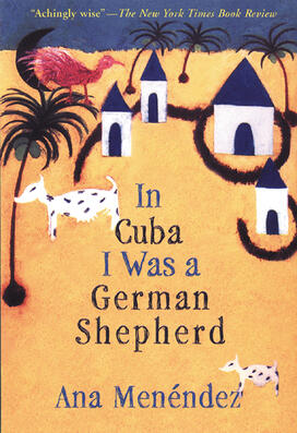 Book jacket illustrated with houses and a dog.