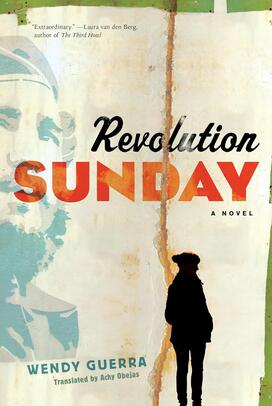 Book jacket featuring an illustration of a figure in profile standing against an open book where the page has a drawing of Fidel Castro.