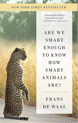 The cover of "Are We Smart Enough to Know How Smart Animals Are?", with a photo of a cheetah standing on its hind legs.