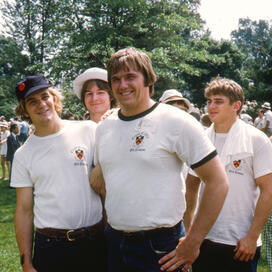 Barisich-reunions_Jim-Diorio16.jpg Group of friends in white T-shirts at class reunion in 1974
