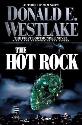 The cover of "The Hot Rock," featuring a picture of an emerald.
