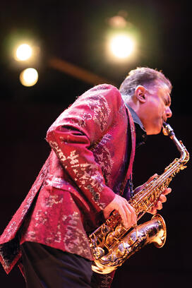 Rudresh Mahanthappa playing sax