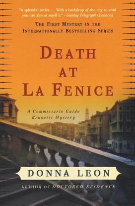 DeathAtLaFenice.jpg The cover of "Death at La Fenice," with an image of Venice, Italy.