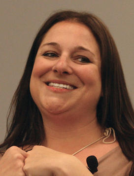 Authors Jodi Picoult ’87, left, and Jennifer Weiner ’91, whose books have included LGBT characters, in ­conversation.