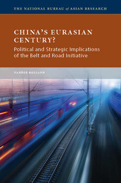 This is the cover of "China's Eurasian Century," featuring a photo of a fast-moving train.