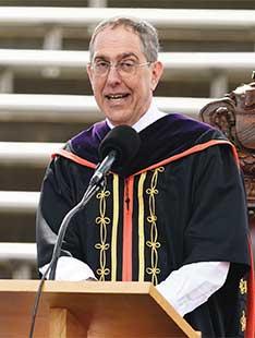 University president Christopher L. Eisgruber ’83 addressing the class of 2020