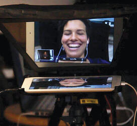 Prince-BreaiPadnew.jpg Brea directs the film from home using an iPad.