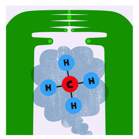 Illustration portraying methane leaking