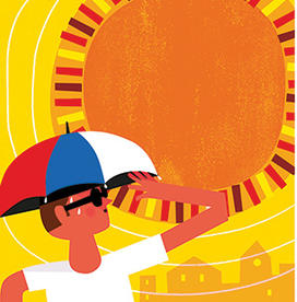 Illustration of a person in a heat wave