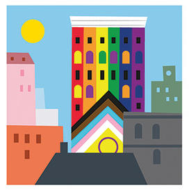 Rainbow house graphic