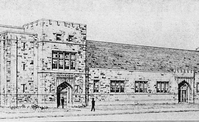 An architectural drawing of Baker Memorial