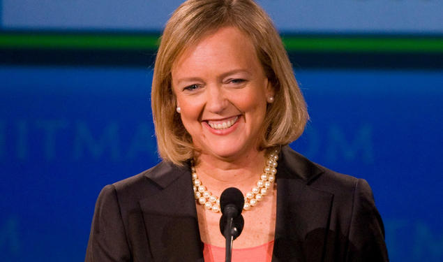 Meg Whitman ’77 speaking at a podium. 