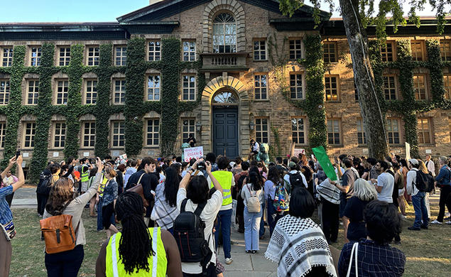 Protesters gather in front of Nassau Hall Sept. 3.