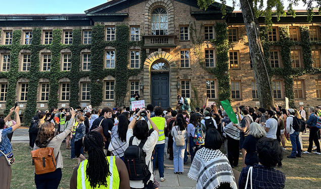 Protesters gather in front of Nassau Hall Sept. 3.