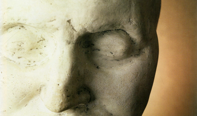 Magazine cover featuring the death mask of Aaron Burr Jr. 1772