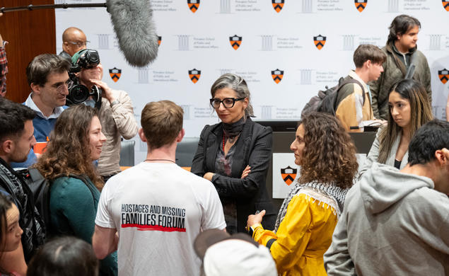 Francesca Albanese talks to students and community members