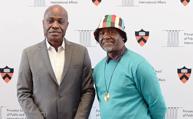 Martin Fayulu, left, a politician from the Democratic Republic of the Congo, with AWI director Chika Okeke-Agulu