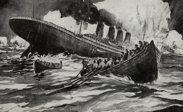 Illustration of the Titanic sinking