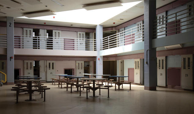 Dark interior of an empty prison