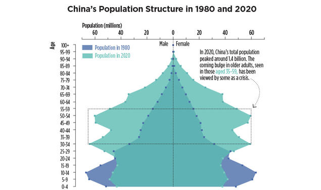 chart showing China's population growth and skrinkage