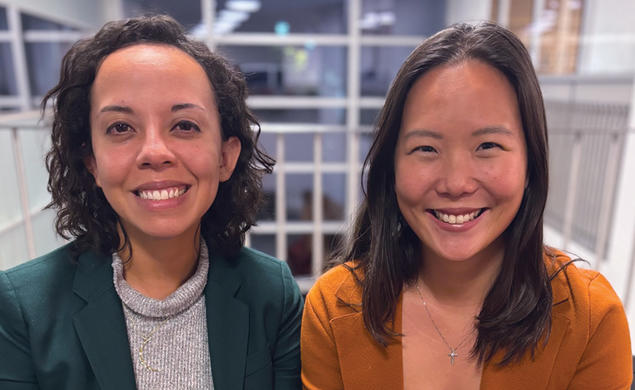 Rebecca Carey, left, and Karen Tay ’10 teamed up to address the challenges women face in the workplace, such as feeling stuck, isolated, and overwhelmed. They found connecting women with other women as mentors improved their work environments and overall health.